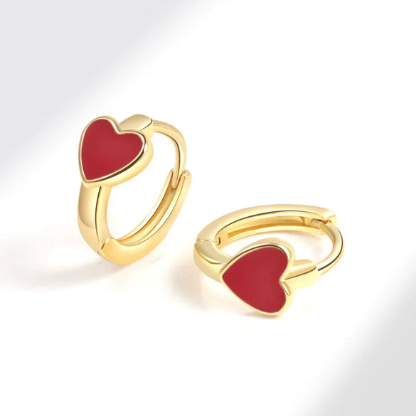 Wholesale Heartshaped Copper Earrings With Geometric Pattern And Electroplating Treatment For Female