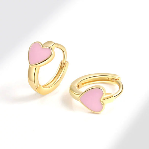 Wholesale Heartshaped Copper Earrings With Geometric Pattern And Electroplating Treatment For Female