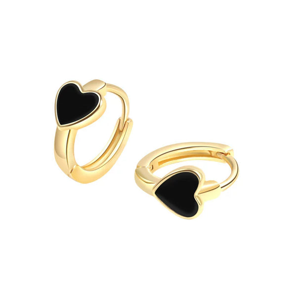 Wholesale Heartshaped Copper Earrings With Geometric Pattern And Electroplating Treatment For Female