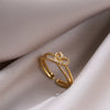 Wholesale Heartshaped Copper Inlaid Zircon Minimalist Women's Open Ring Jewelry