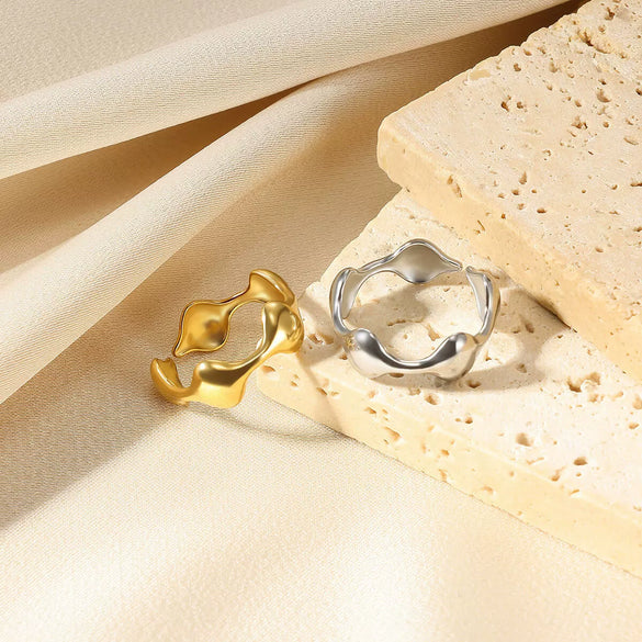 Wholesale Heartshaped Copper Ring For Women Love Geometric Wide Version Open Ring With Electroplating