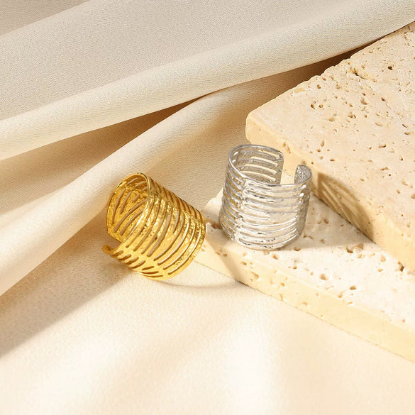 Wholesale Heartshaped Copper Ring For Women Love Geometric Wide Version Open Ring With Electroplating