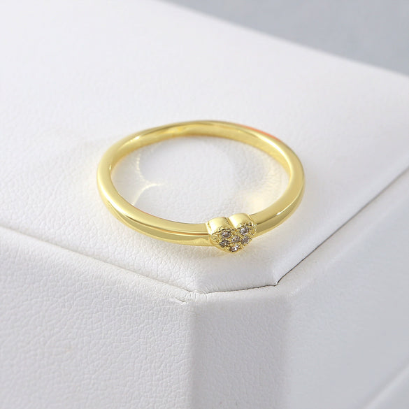 Wholesale Heartshaped Copperplated Real Gold Ring Geometric Minimalist Hand Jewelry