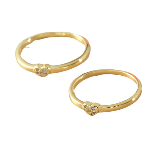 Wholesale Heartshaped Copperplated Real Gold Ring Geometric Minimalist Hand Jewelry