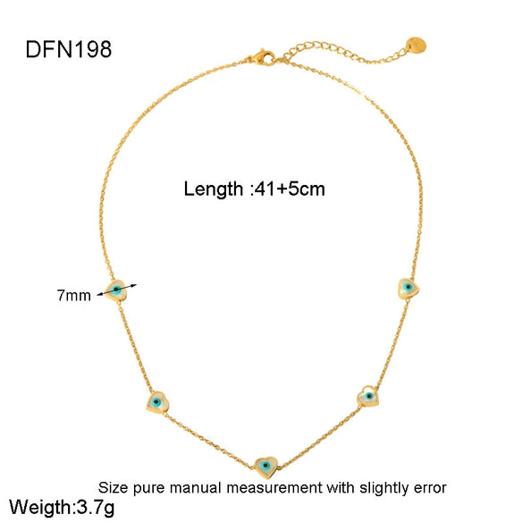 Wholesale Heartshaped Devil's Eye Stainless Steel And Titanium Steel Necklace And Bracelet Set 18K Gold Plated Jewelry For Women