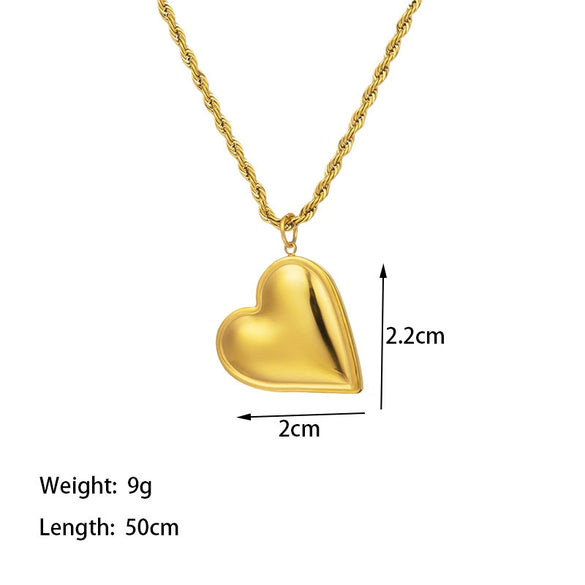 Wholesale Heartshaped Electroplated Titanium Steel Twist Chain Pendant Necklace For Women