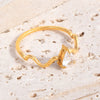 Wholesale Heartshaped Geometric Colored Diamond Ring Titanium Steel Electroplating Jewelry For Women