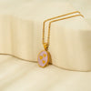 Wholesale Heartshaped Geometric Purple Enamel Stainless Steel 18K Gold Plated Pendant Necklace With Glue Design For Women