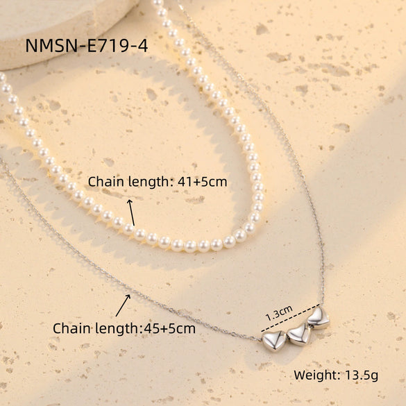 Wholesale Heartshaped Geometric Stainless Steel Fashion Simple Clavicle Necklace For Women With Electroplating