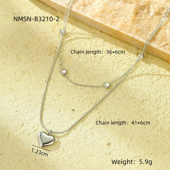 Wholesale Heartshaped Geometric Stainless Steel Fashion Simple Clavicle Necklace For Women With Electroplating