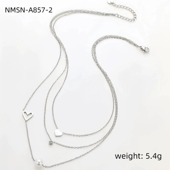 Wholesale Heartshaped Geometric Stainless Steel Fashion Simple Clavicle Necklace For Women With Electroplating