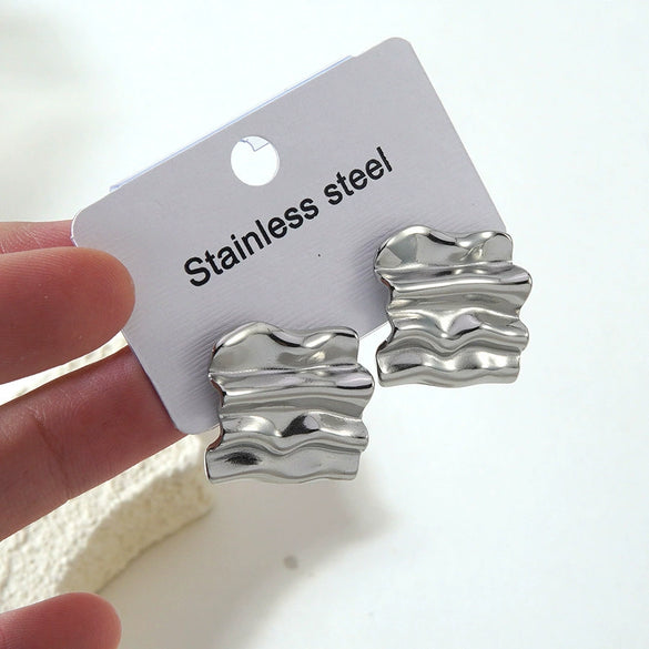 Wholesale Heartshaped Geometric Stainless Steel Stamped Earrings For Women
