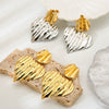 Wholesale Heartshaped Geometric Striped Pleated Colorblocking 18K Gold Plated Stainless Steel Earrings For Women