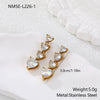 Wholesale Heartshaped Geometric Zircon Electroplated Stainless Steel And 18K Gold Earrings For Women