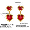 Wholesale Heartshaped Glass Stone Earrings Necklace And Bracelet Set With 18K Gold Plated Stainless Steel Chain For Women