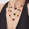 Wholesale Heartshaped Glass Stone Earrings Necklace And Bracelet Set With 18K Gold Plated Stainless Steel Chain For Women