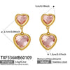 Wholesale Heartshaped Glass Stone Earrings Necklace And Bracelet Set With 18K Gold Plated Stainless Steel Chain For Women