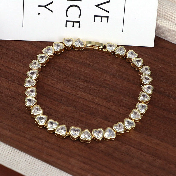 Wholesale Heartshaped Gold Plated Zirconia Bracelet Jewelry For Women