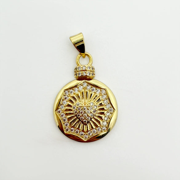 Wholesale Heartshaped Goldplated Copper Pendant Charms With Colorful Zircon Inlay Diy Jewelry Accessories For Women