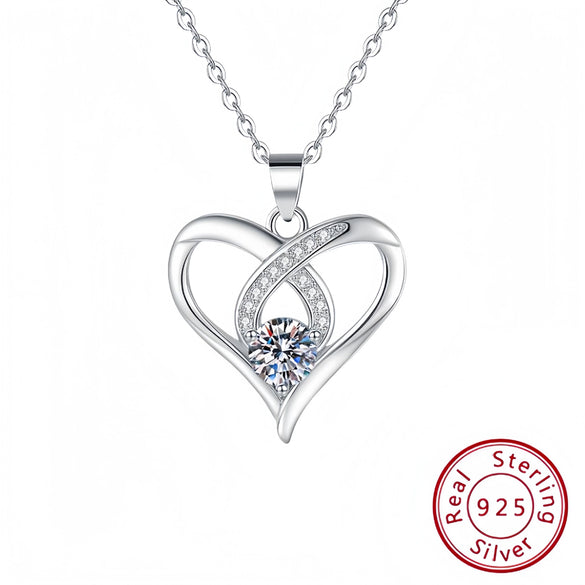 Wholesale Heartshaped Necklace S925 Sterling Silver Light Luxury Style
