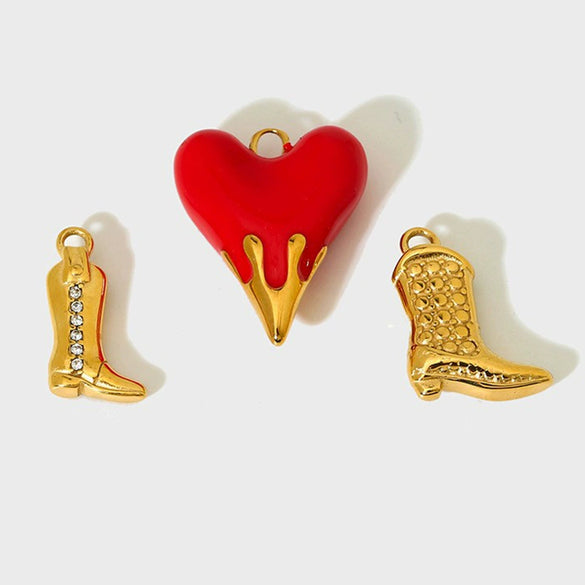 Wholesale Heartshaped Oildripping Totem Retro Stainless Steel Pendant Jewelry For Women