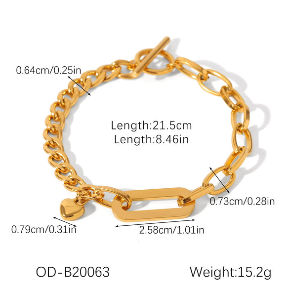 Wholesale Heartshaped Ot Buckle Bracelet For Women Stainless Steel With Pvd Vacuum Plating Inlay And Electroplating