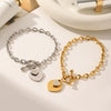 Wholesale Heartshaped Ot Buckle Bracelet For Women Stainless Steel With Pvd Vacuum Plating Inlay And Electroplating