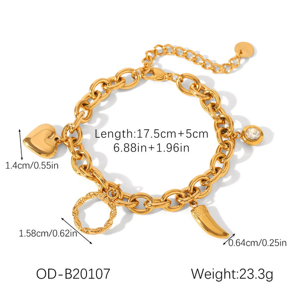Wholesale Heartshaped Ot Buckle Bracelet For Women Stainless Steel With Pvd Vacuum Plating Inlay And Electroplating