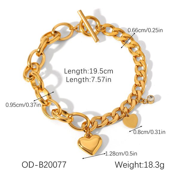 Wholesale Heartshaped Ot Buckle Bracelet For Women Stainless Steel With Pvd Vacuum Plating Inlay And Electroplating