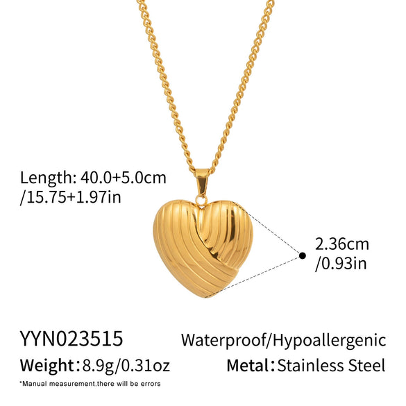 Wholesale Heartshaped Pendant Necklace For Women Stainless Steel 18K Real Gold Plated With Pvd Furnace Vacuum Real Gold Plating