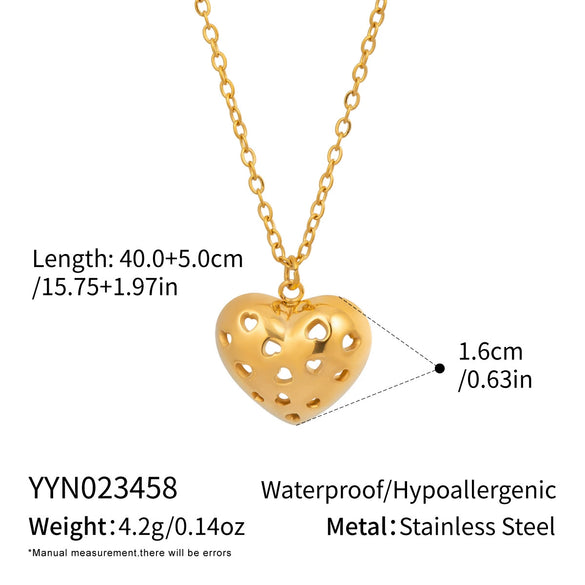 Wholesale Heartshaped Pendant Necklace For Women Stainless Steel 18K Real Gold Plated With Pvd Furnace Vacuum Real Gold Plating