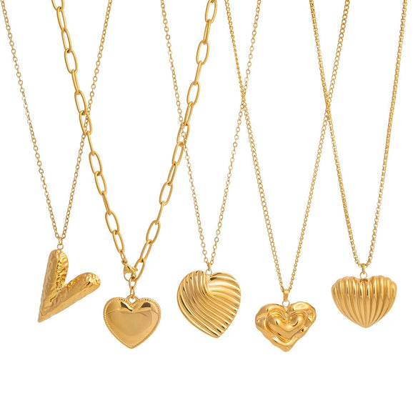 Wholesale Heartshaped Pendant Necklace For Women Stainless Steel 18K Real Gold Plated With Pvd Furnace Vacuum Real Gold Plating