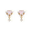 Wholesale Heartshaped Pink Zircon Earrings Brass 925 Silver Needle Electroplated Cute Jewelry