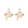 Wholesale Heartshaped Pink Zircon Earrings Brass 925 Silver Needle Electroplated Cute Jewelry