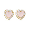 Wholesale Heartshaped Pink Zircon Earrings Brass 925 Silver Needle Electroplated Cute Jewelry