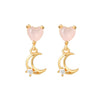 Wholesale Heartshaped Pink Zircon Earrings Brass 925 Silver Needle Electroplated Cute Jewelry