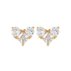 Wholesale Heartshaped Pink Zircon Earrings Brass 925 Silver Needle Electroplated Cute Jewelry