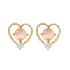Wholesale Heartshaped Pink Zircon Earrings Brass 925 Silver Needle Electroplated Cute Jewelry