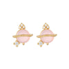 Wholesale Heartshaped Pink Zircon Earrings Brass 925 Silver Needle Electroplated Cute Jewelry