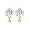 Wholesale Heartshaped Pink Zircon Earrings Brass 925 Silver Needle Electroplated Cute Jewelry