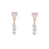 Wholesale Heartshaped Pink Zircon Earrings Brass 925 Silver Needle Electroplated Cute Jewelry