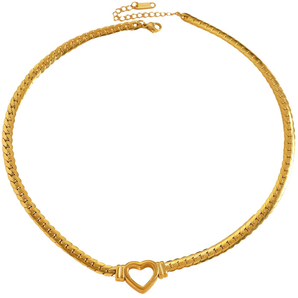 Wholesale Heartshaped Real Gold Plated Snake Bone Chain Necklace For Women Light Luxury Casual Style