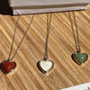 Wholesale Heartshaped Red Agate Pendant Necklace And Earrings In Titanium Steel Electroplated 18K Gold