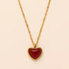 Wholesale Heartshaped Red Agate Pendant Necklace And Earrings In Titanium Steel Electroplated 18K Gold