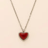 Wholesale Heartshaped Red Agate Pendant Necklace And Earrings In Titanium Steel Electroplated 18K Gold