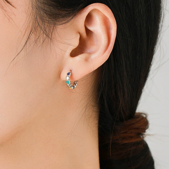 Wholesale Heartshaped S925 Sterling Silver Dripping Glue Ear Ring For Women Niche Style