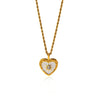Wholesale Heartshaped Stainless Steel And Titanium Steel Necklace With Zircon Love Pendant For Women Pvd Furnace Vacuum Real Gold Plated