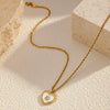 Wholesale Heartshaped Stainless Steel And Titanium Steel Necklace With Zircon Love Pendant For Women Pvd Furnace Vacuum Real Gold Plated