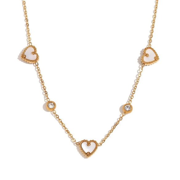 Wholesale Heartshaped Stainless Steel 18K Gold Plated Diamondencrusted Jewelry Bracelet And Necklace For Women