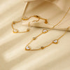 Wholesale Heartshaped Stainless Steel 18K Gold Plated Diamondencrusted Jewelry Bracelet And Necklace For Women